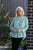 Pleated Front Shirt With Mandarin Collar - Green Floral
