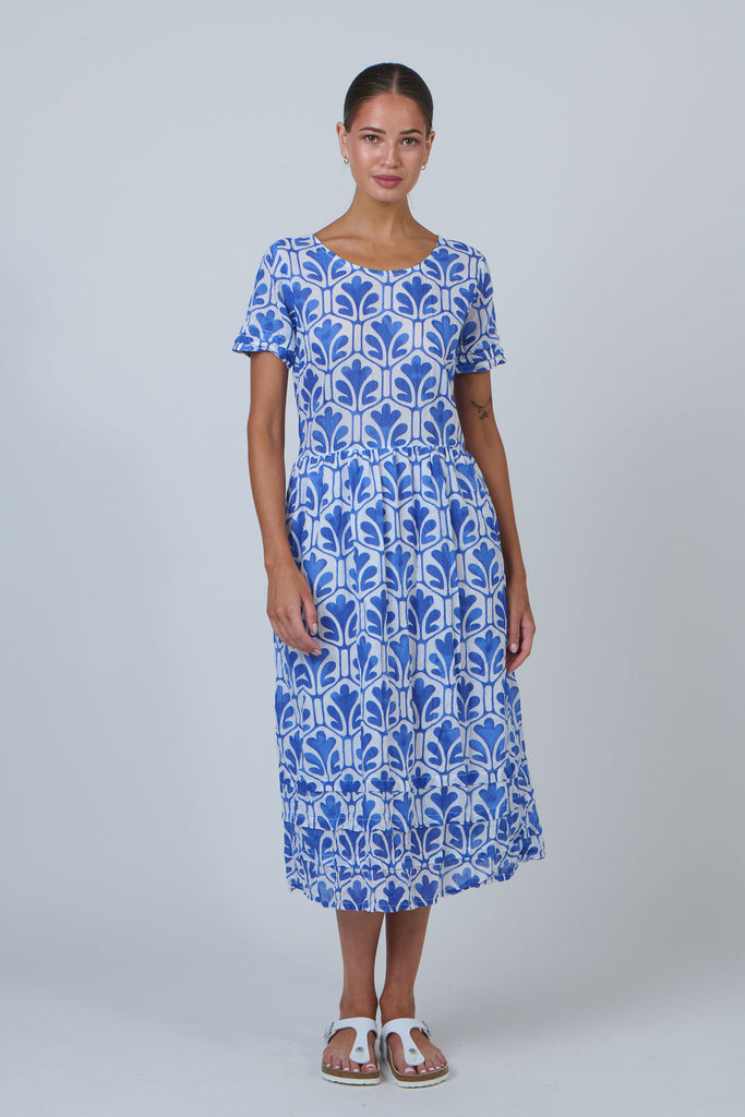 Fuss Free Crinkle Cotton Dress By Namastai - Cycladic Oak