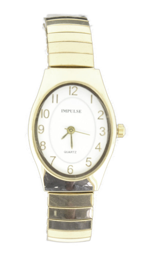 Ladies Oval Stretch Watch - Gold