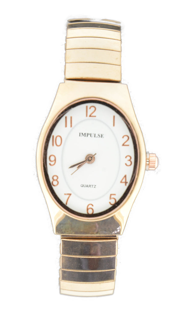 Ladies Oval Stretch Watch - Rose Gold