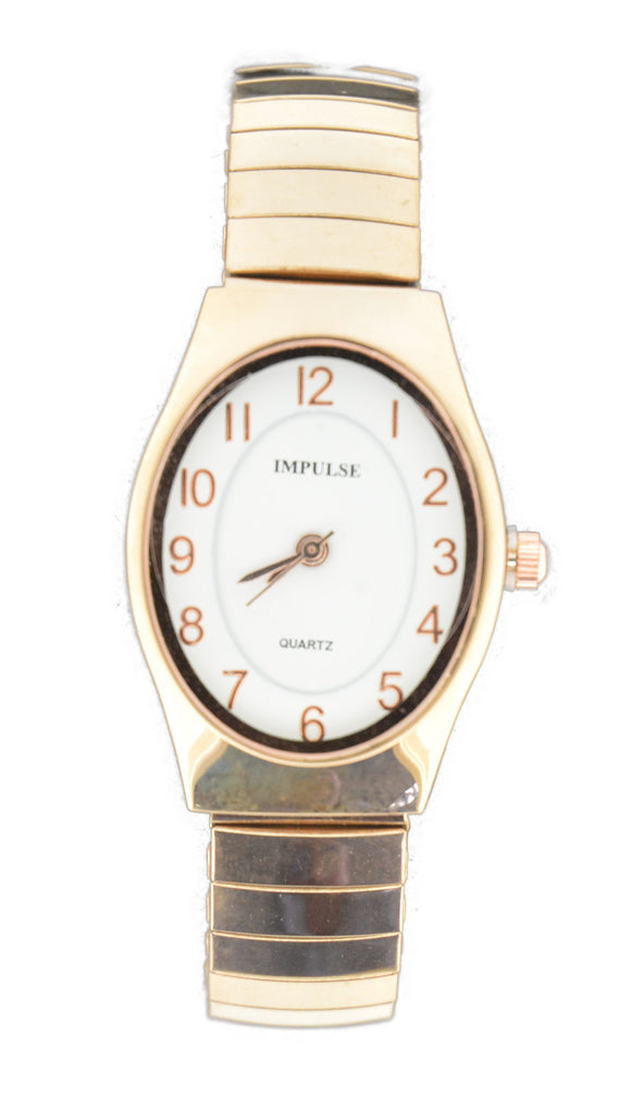 Ladies Oval Stretch Watch - Rose Gold