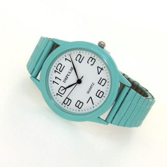 Large Stretch Band Watch - Aqua