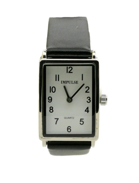 Impulse Rectangle - Silver Black Strap