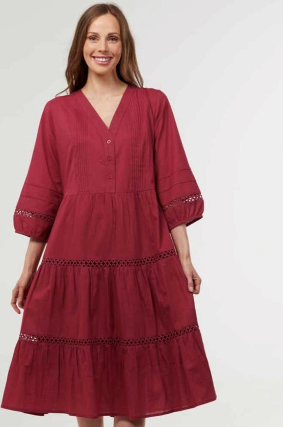 Cotton Dress By Portobello - Wine