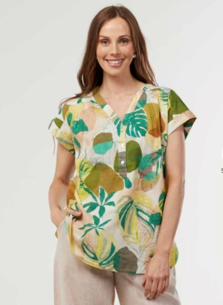 Forest Print Linen / Cotton Top By Portobello