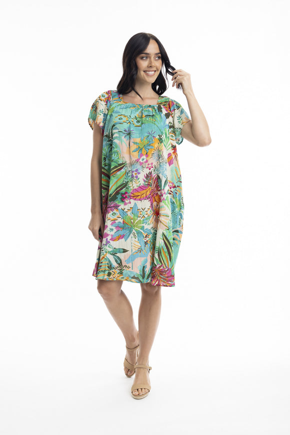 Hanalei Square Neckline Ruched Dress