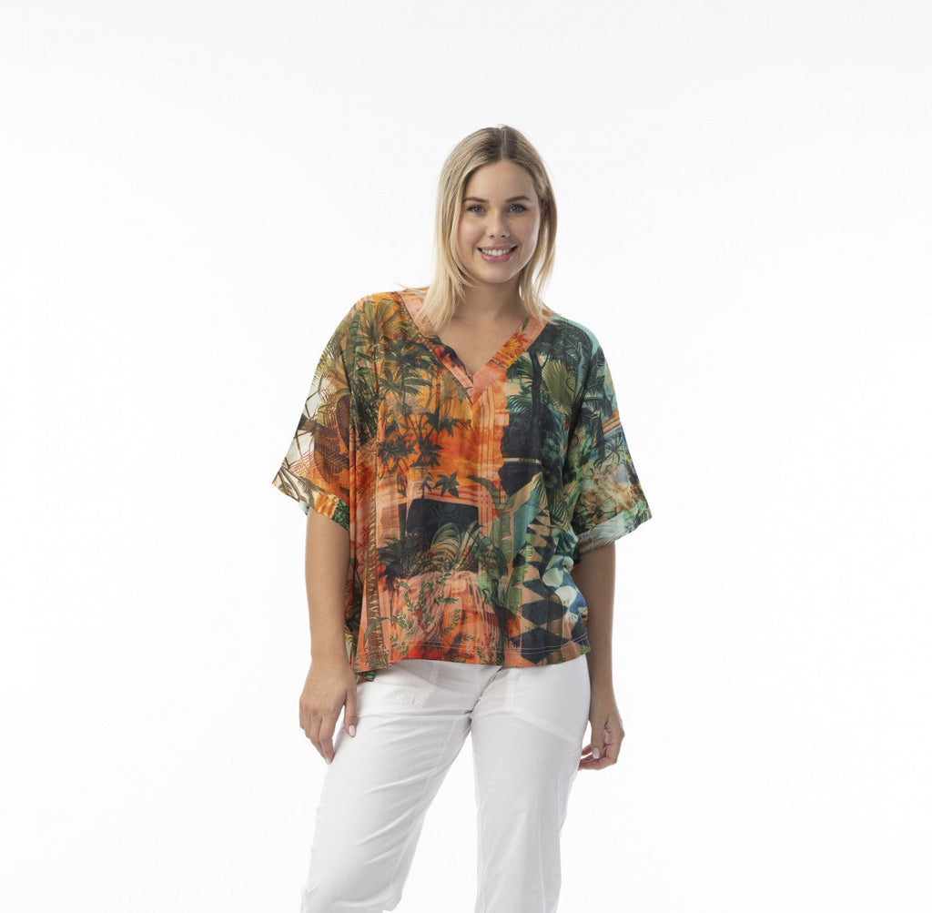 Digital Boxy Top By Orientique - Vintage Tropical