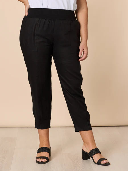 Linen Pleat Hem Pant By Gordon Smith - Black