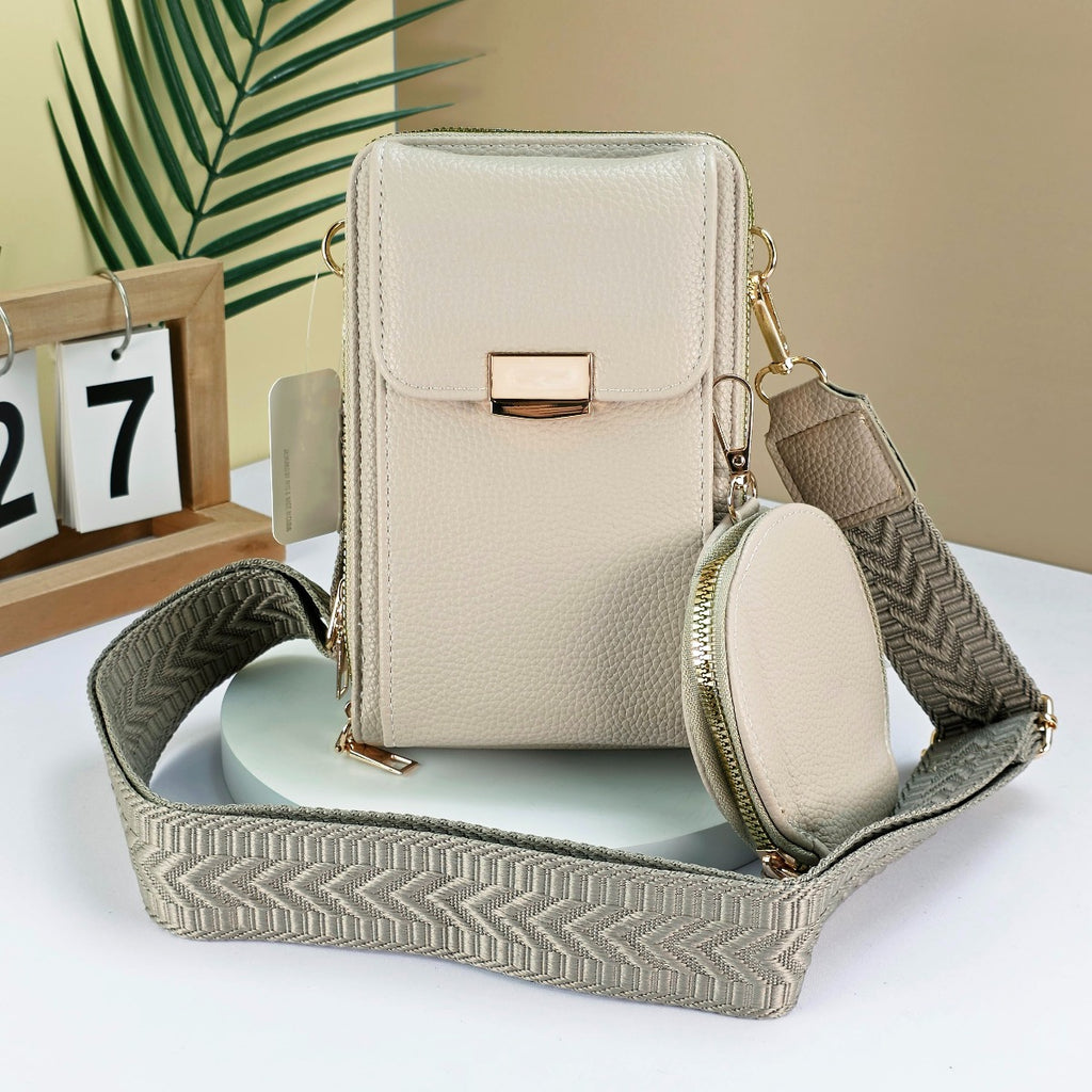 Crossbody Bag With Coin Purse - Beige