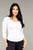 3/4 Sleeve Scoop Top By Tani - White