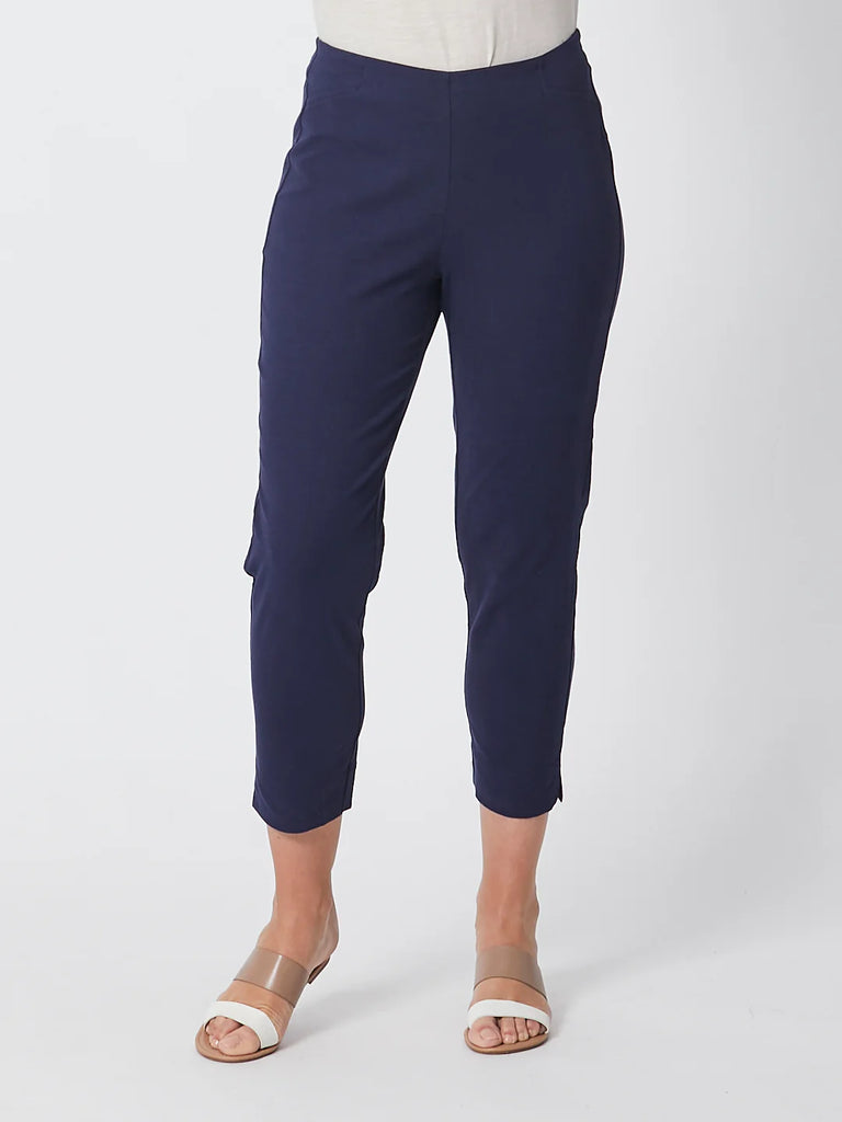 Bengaline 7/8 Slim Cotton Pull On Pant - Navy