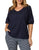 Lino V Neck Top By Gordon Smith - Navy