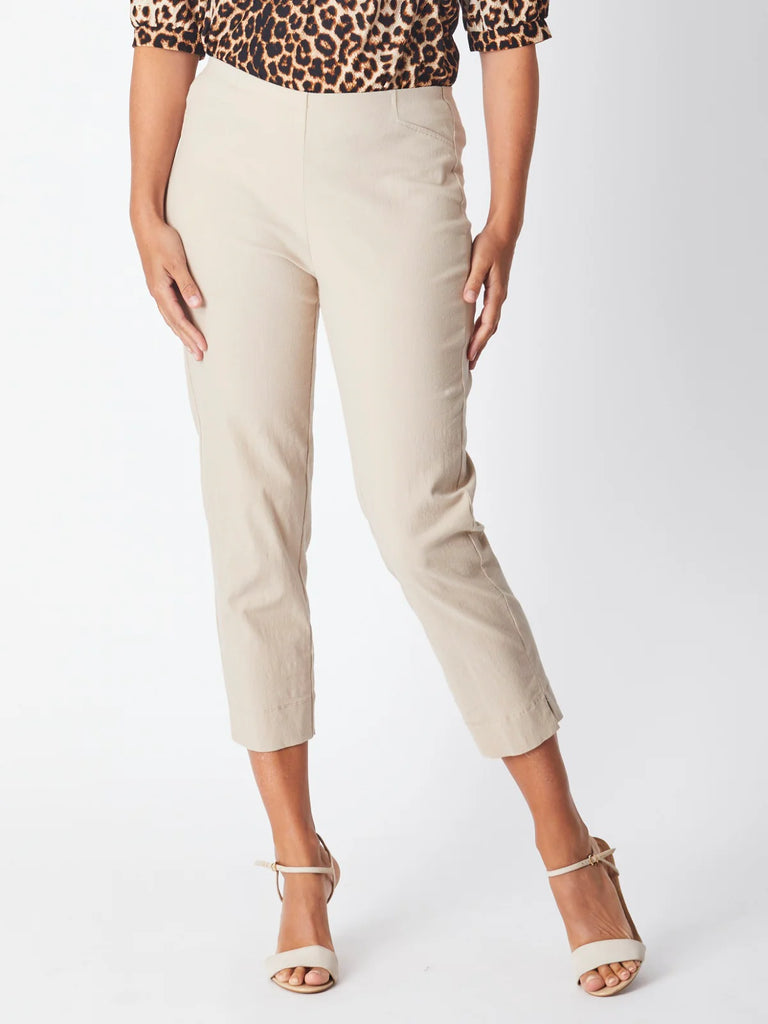 Bengaline 7/8 Slim Cotton Pull On Pant - Natural