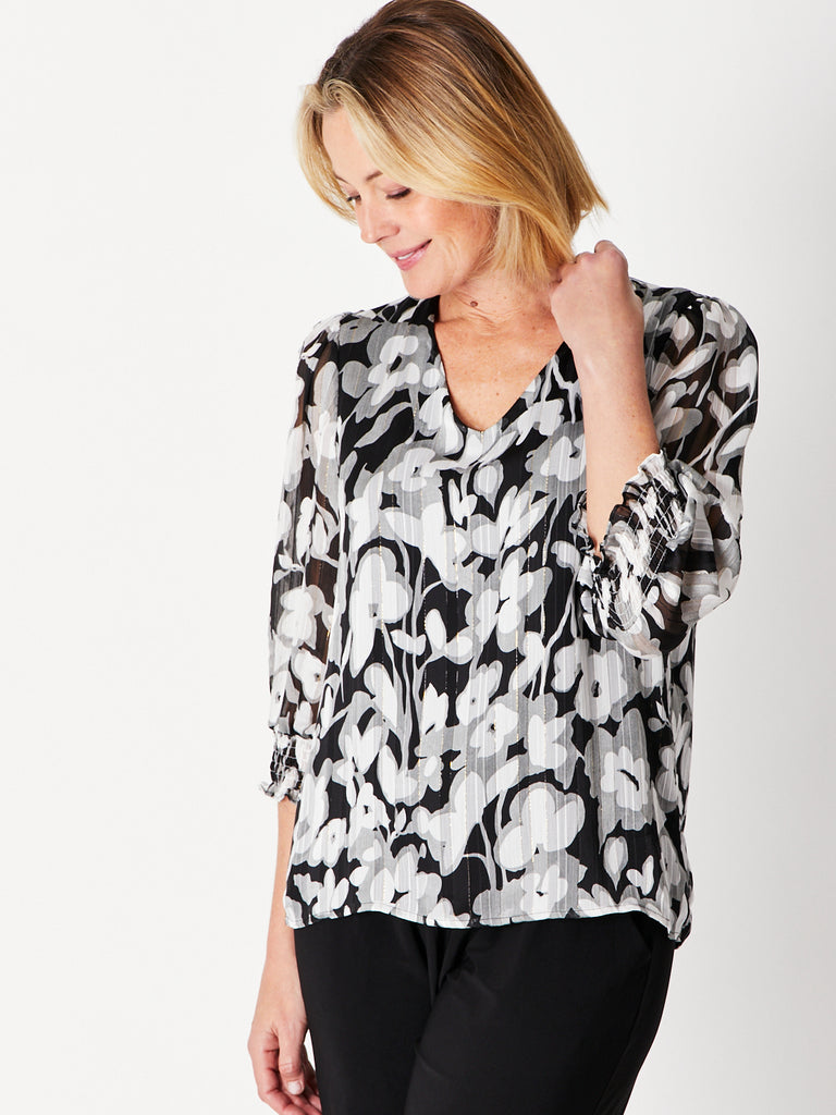 Felicity Chiffon Top In Black / White