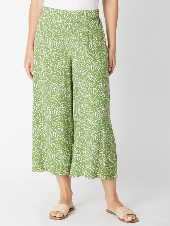 Leaves Of Love Print Pant By Cordelia St - Avocado