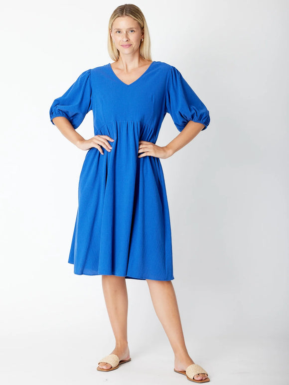 Billow Pocket Upcycle Dress - Royal