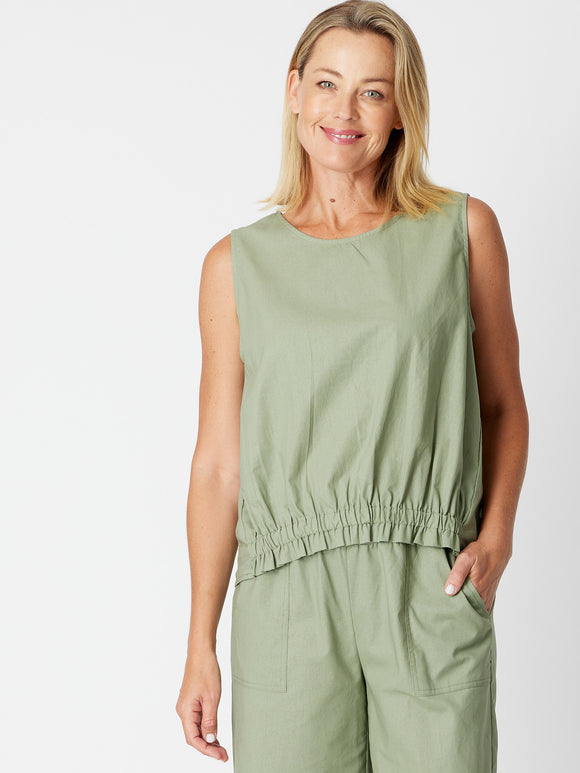 Comfort Linen Top By Cordelia St - Sage