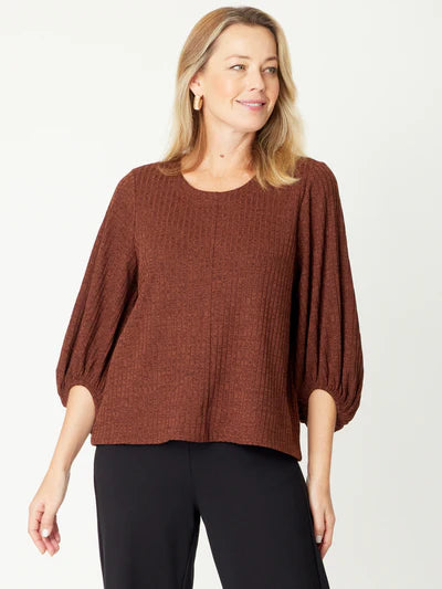 Core Balloon Knit Top By Cordelia St - Chocolate