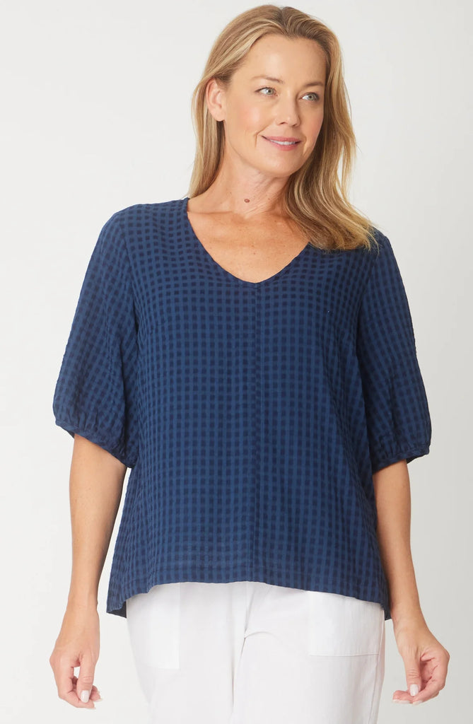 Victoria Textured Top By Cordelia St - Blue