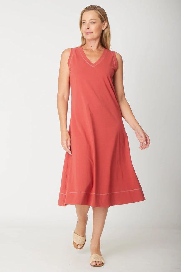 Sleeveless Contrast Dress By Cordelia St - Terracotta