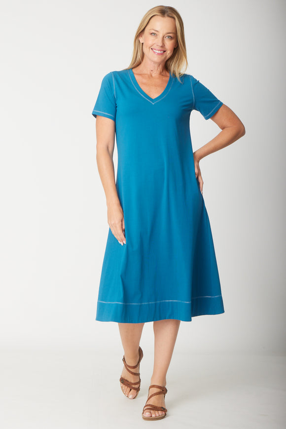 Short Sleeve Contrast Dress By Cordelia St - Ocean