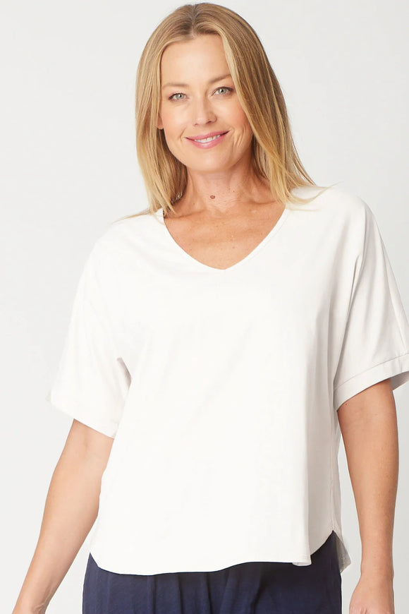 Relaxed Summer V Tee By Cordelia St - White