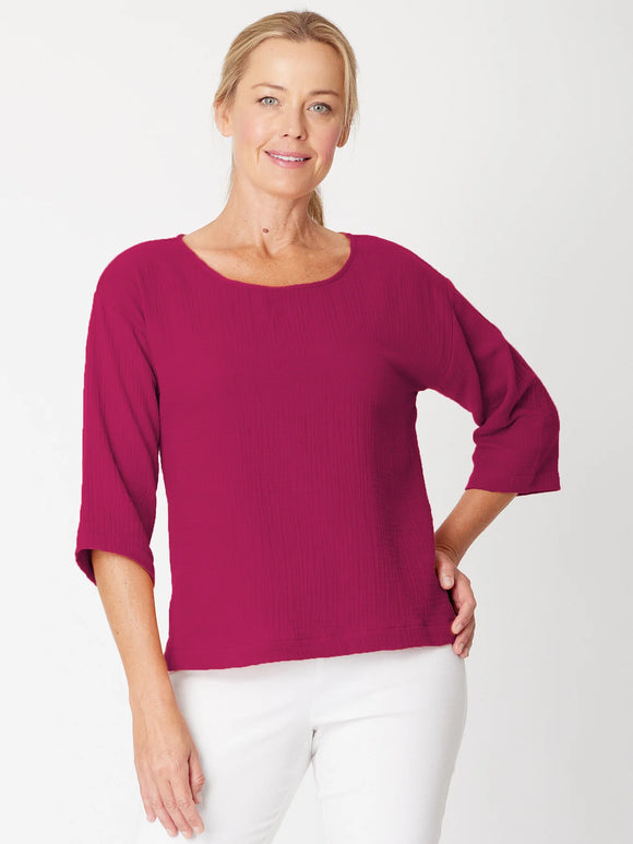 Tarin Sleeve Top By Luna Sky -Raspberry