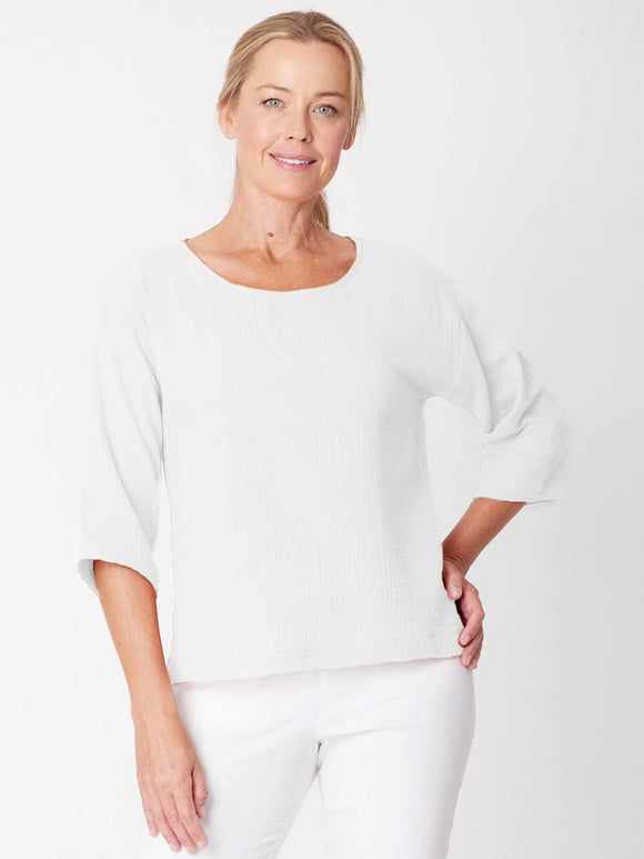 Tarin 3/4 Sleeve Top By Luna Sky - White