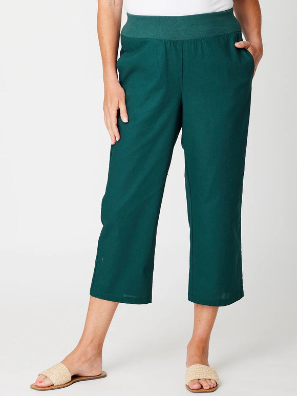 Wide Leg Crop Pant By Cordelia St - Forest