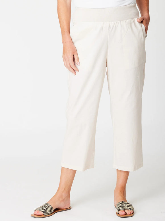 Wide Leg Crop Pant By Cordelia St - Sand