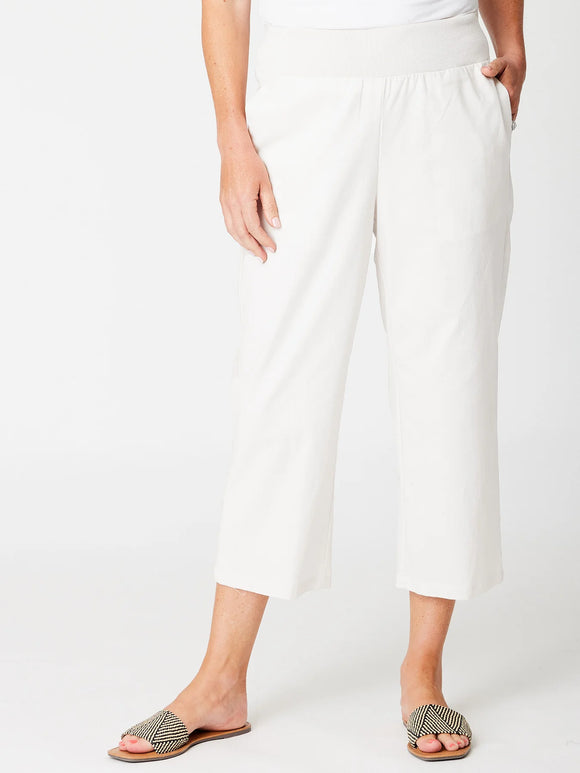 Wide Leg Crop Pant By Cordelia St - White