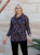 Roll Neck Floral Printed Soft Jersey Top - Black