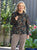 Roll Neck Floral Printed Soft Jersey Top - Navy