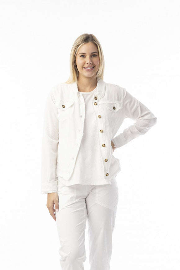 Linen Essentials Jacket By Orientique - White