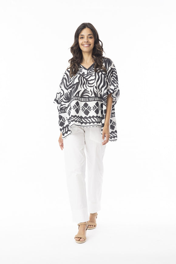 Suriname Oversized Top By Orientique - Black