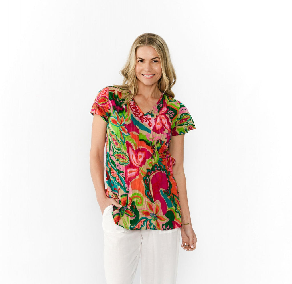 Kayla Short Sleeve Cotton Blouse By One Summer - Boho Retro