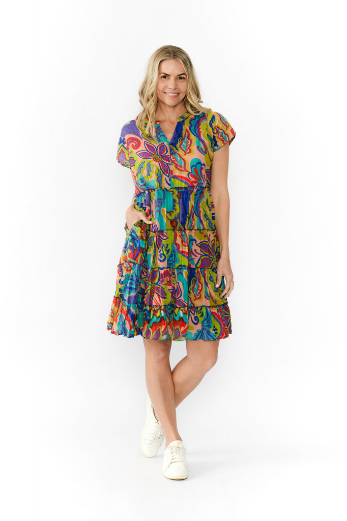 Leela V Neck Mini Dress By One Summer