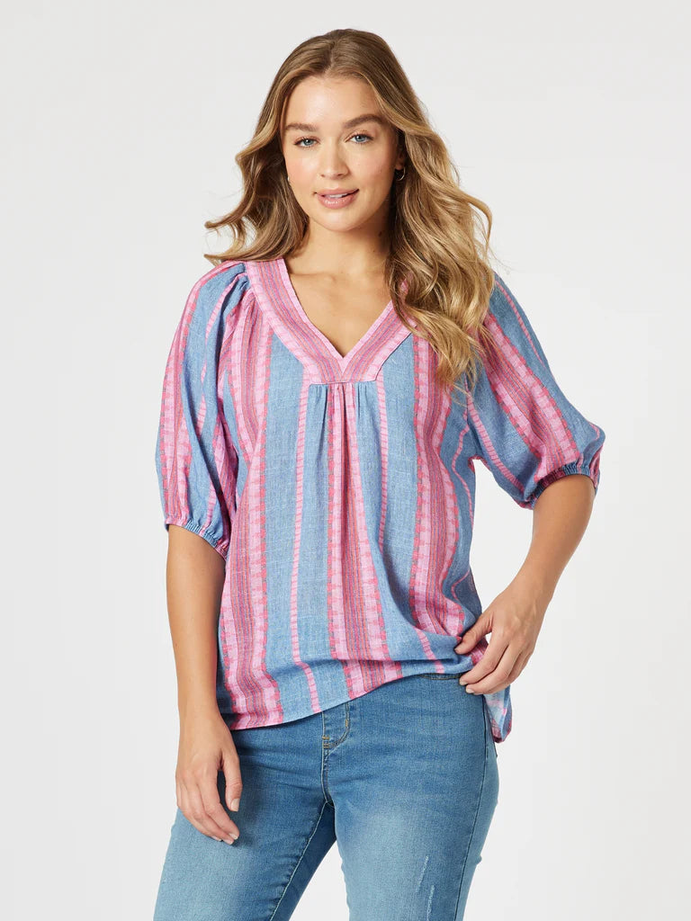 Bloom Stripe Top By Threadz