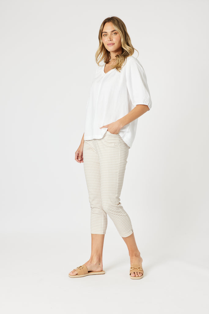 Lino V Neck Top By Gordon Smith - White