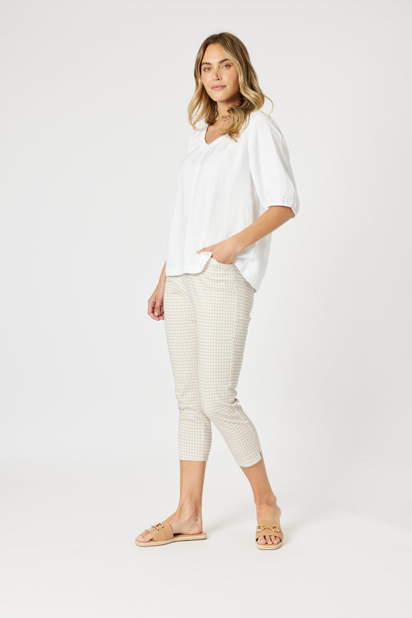 Lino V Neck Top By Gordon Smith - White