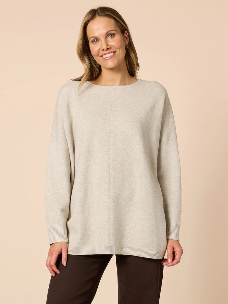 Rochelle Side Button Knit By Clarity - Natural