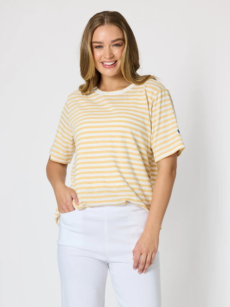 Charmed Stripe Tee By Threadz - Lemon