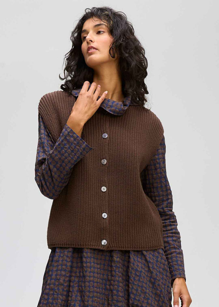 Ribbed Vest By LD&Co - Dark Brown