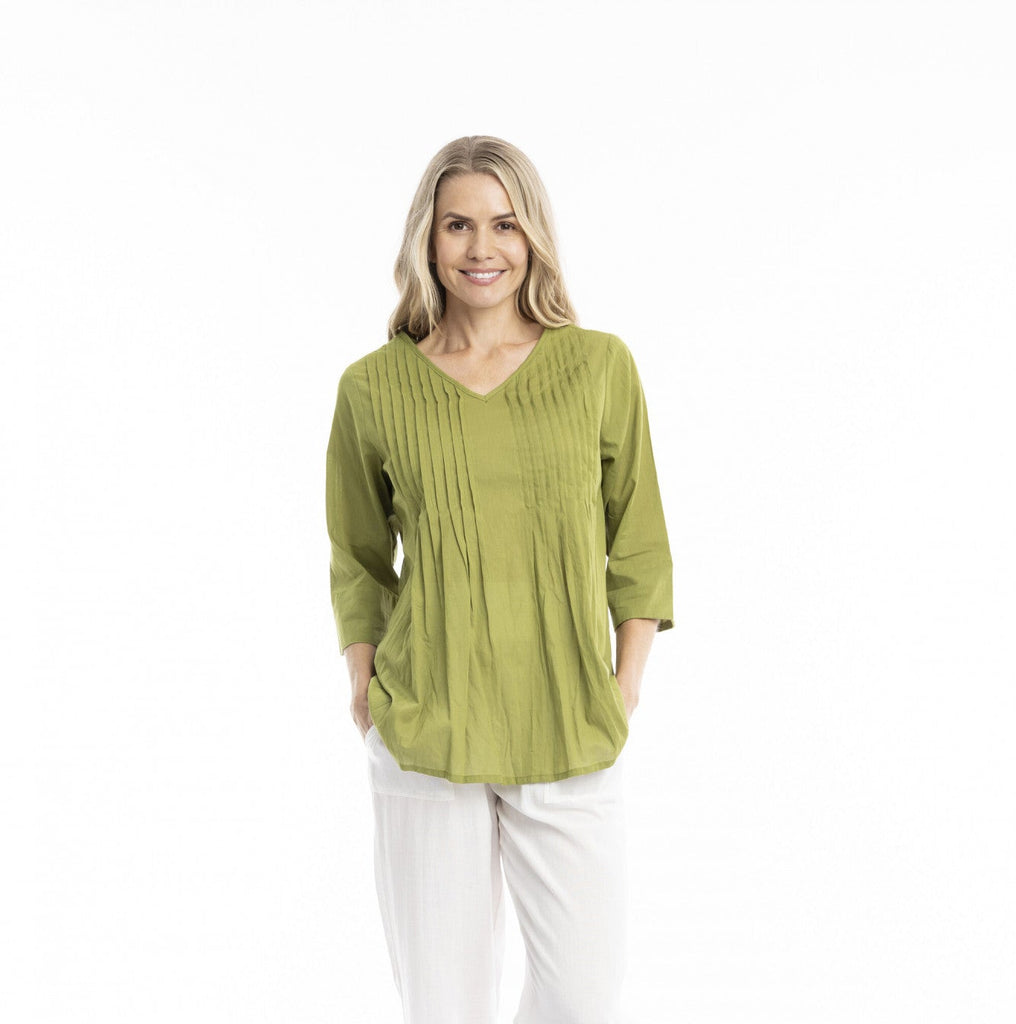 Evie Pleated Top By One Summer - Moss Green