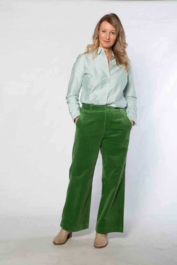 Mid Wale Cord Wide Leg Pant With Pockets By Equinox - Green