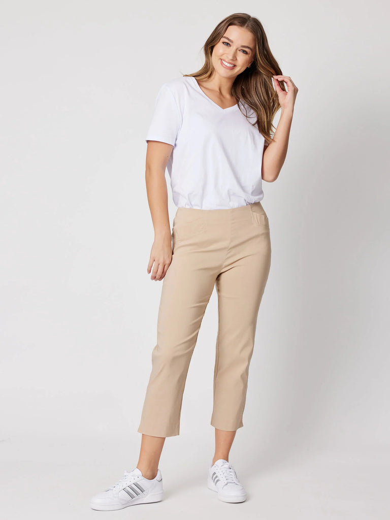 Zara Stretch Pant By Threadz - Natural
