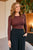 High Neck Long Sleeve Top By Tani - Merlot