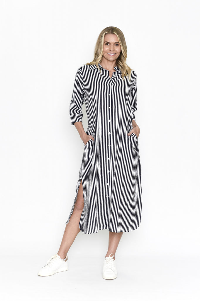 Sofia Shirt Dress - Navy Stripe