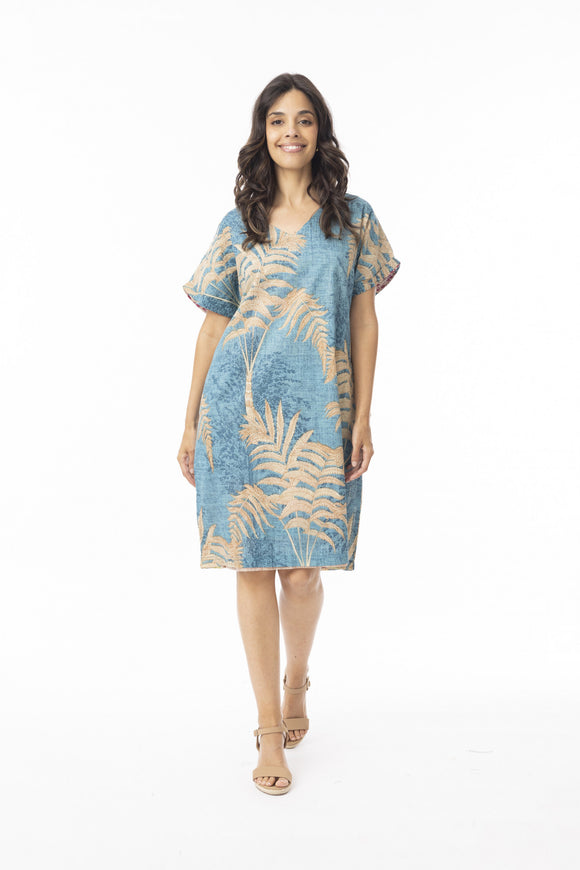 Reversible Short Sleeve Dress By Orientique - Ponta Verde