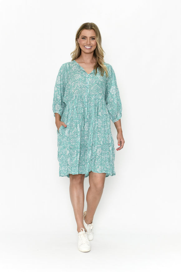 Fridia Boho Dress By One Summer - Turquoise